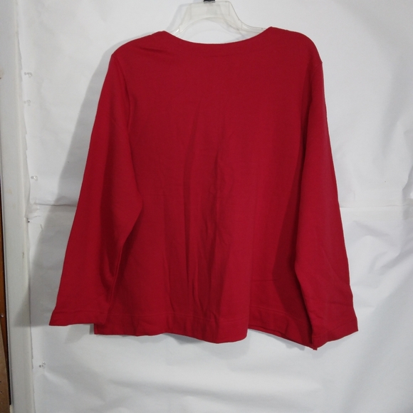 Women's 1X  Cardigan Fleece Jacket Red Snowman Snap Button Pocket Metropolitan - Picture 4 of 7